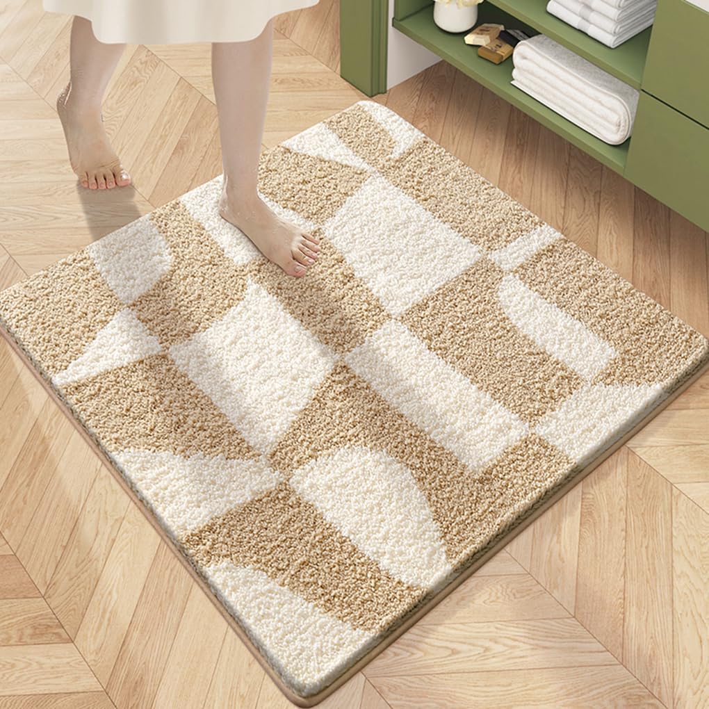バスマット 60×60cm 吸水速乾 ふわふわ マイクロファイバー 滑り止め付き 抗菌防臭 厚手 洗濯機対応 乾きやすい お風呂マット 脱衣所 洗面所用 おしゃれ 北欧風 ORYSD135
