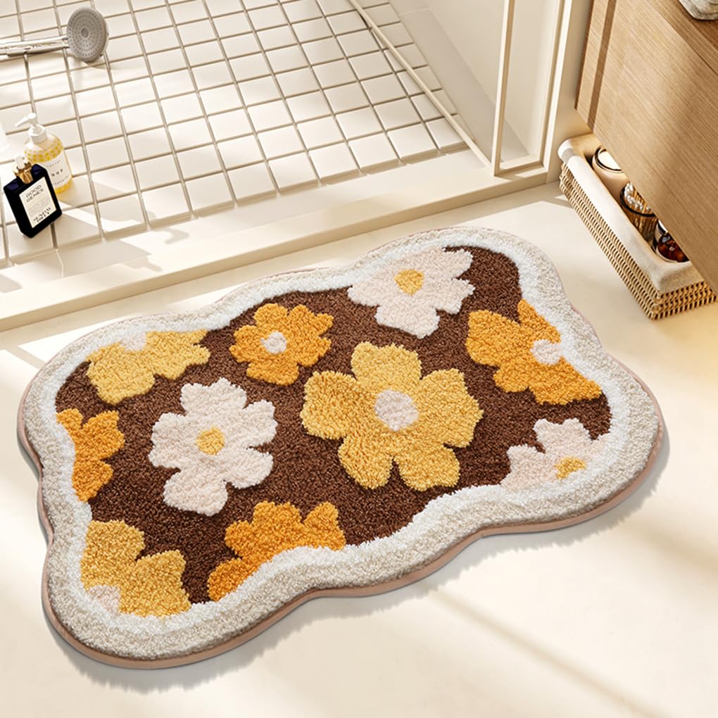 バスマット 40×60cm 吸水速乾 ふわふわ マイクロファイバー 滑り止め付き 抗菌防臭 厚手 洗濯機対応 乾きやすい お風呂マット 脱衣所 洗面所用 おしゃれ 北欧風 ORYSD118