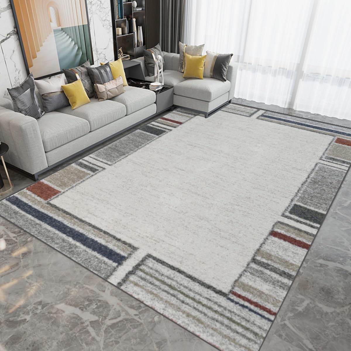 「ORRMALL」カーペット ラグマット ラグ 滑り止め付き センターカーペット 模造カシミヤ 3畳4畳5畳6畳 厚み 長方形 絨毯 抗菌防臭 防ダニ 床暖房対応 シャギーラグ 絨毯 滑り止め付き ふわふわ サラサラ 長方形 カラフルパターン ORFYR121