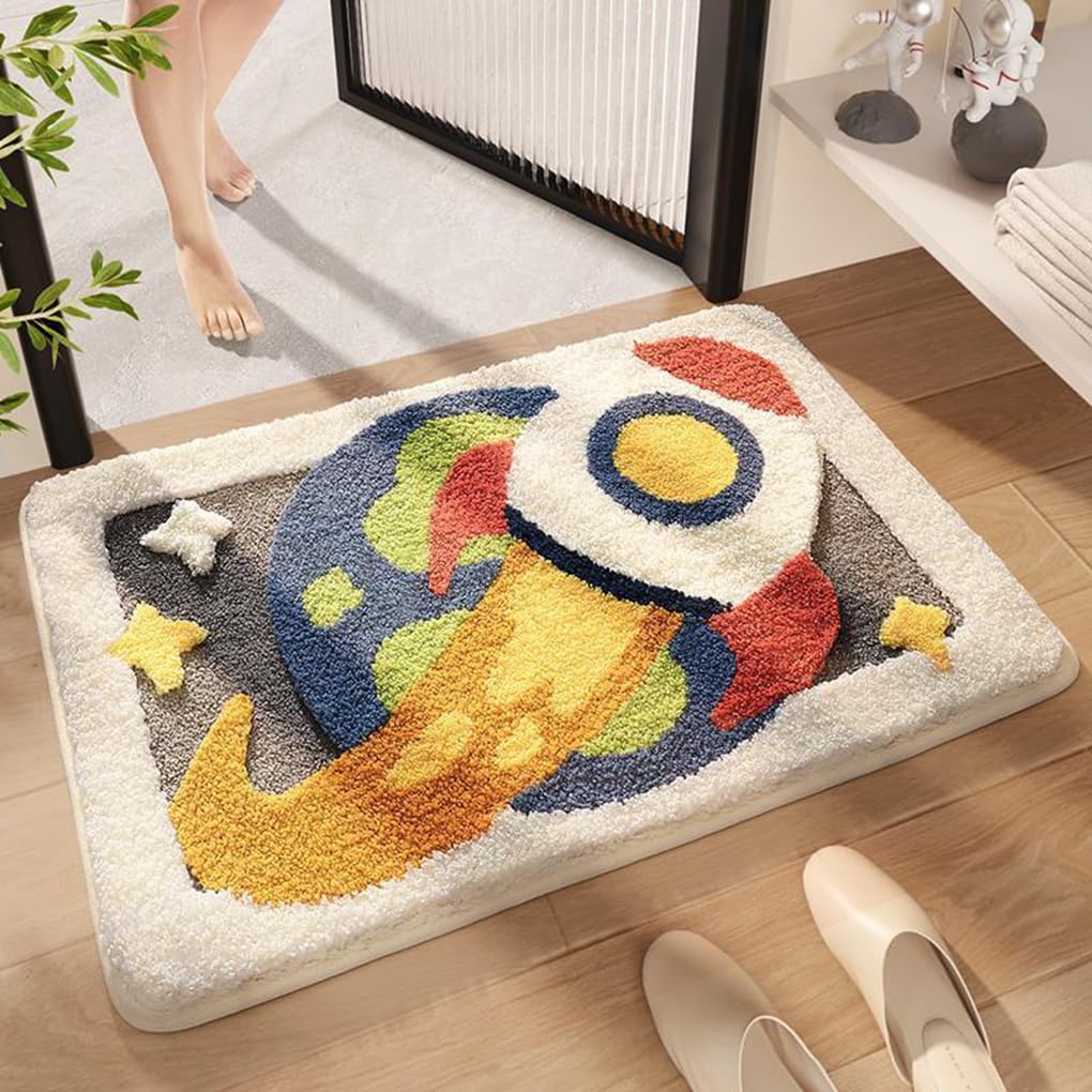 バスマット 40×60cm 吸水速乾 ふわふわ マイクロファイバー 滑り止め付き 抗菌防臭 厚手 洗濯機対応 乾きやすい お風呂マット 脱衣所 洗面所用 おしゃれ 北欧風 ORYSD94