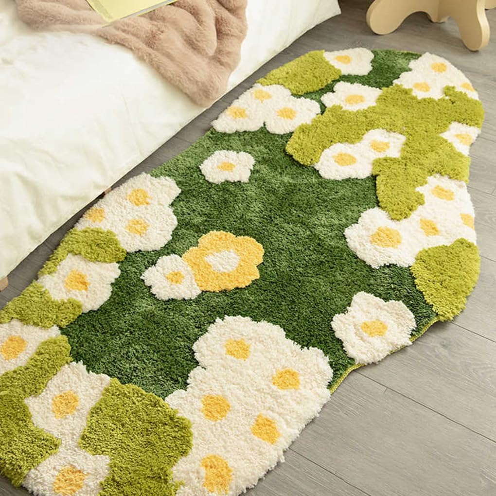 「Tuokus」ラグ マット モス風ラグ80×50cm 苔デザイン 3D立体 高低差パイル 変形ラグ 北欧インテリア 韓国風 おしゃれ ふかふか 厚手 植毛素材 防滑TPR 滑りにくい ベッドサイド 玄関 寝室 リビング 洗える ZHRDTjia01B