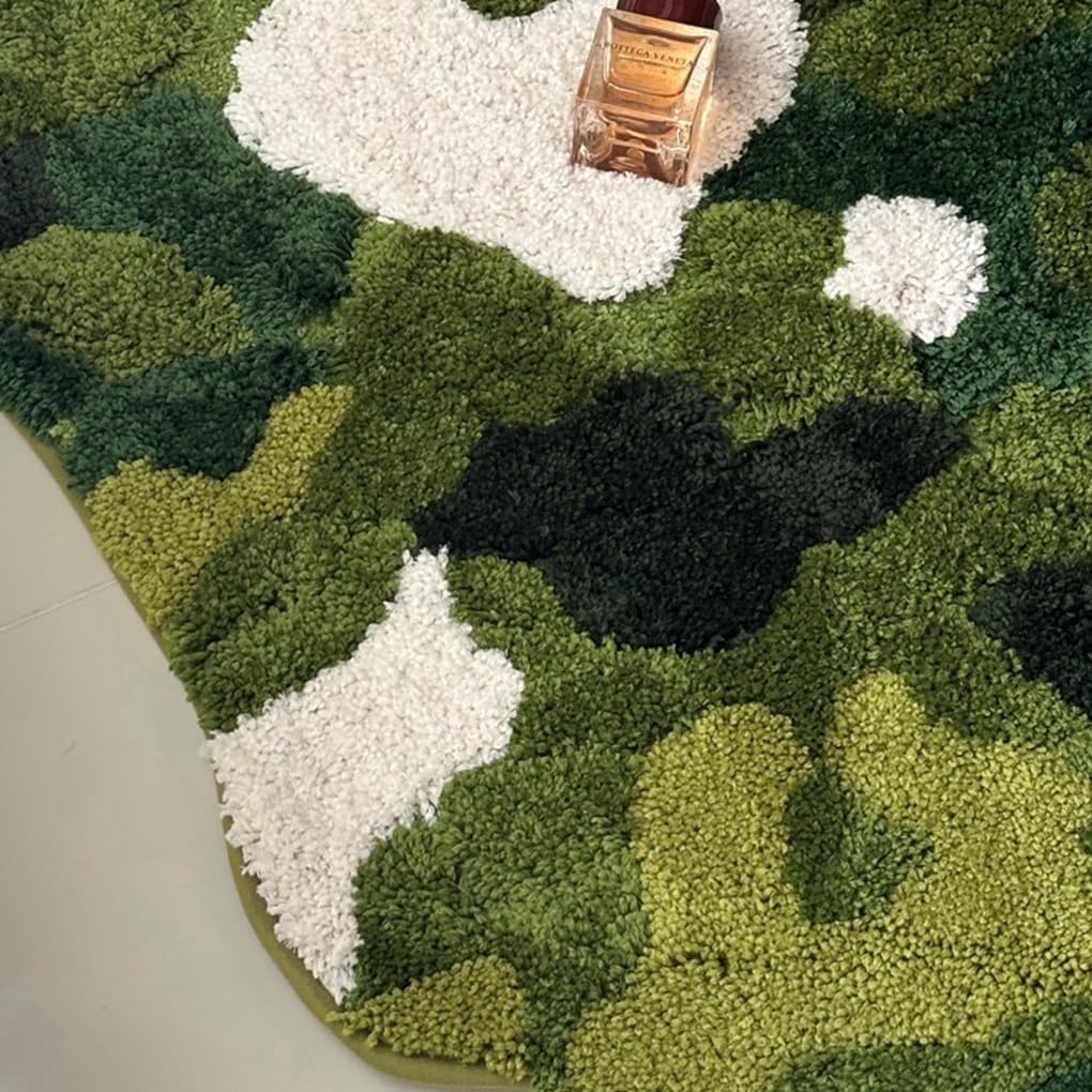 「Tuokus」モスラグ ラグマット 160×80cm 苔風デザイン 立体パイル 厚手 植毛ラグ 柔らかい ふわふわ 防音 TPR滑り止め付き 吸水性あり 床暖房対応 ベッドサイド 玄関 リビング 寝室用 洗濯可能 ZHRDTjia15B