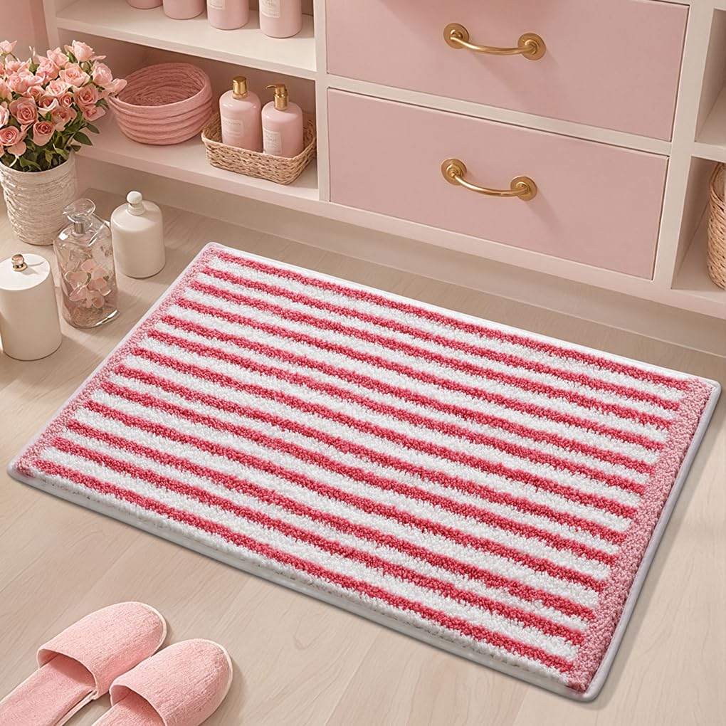 バスマット 40×60cm 吸水速乾 ふわふわ マイクロファイバー 滑り止め付き 抗菌防臭 厚手 洗濯機対応 乾きやすい お風呂マット 脱衣所 洗面所用 おしゃれ 北欧風 ORYSD155
