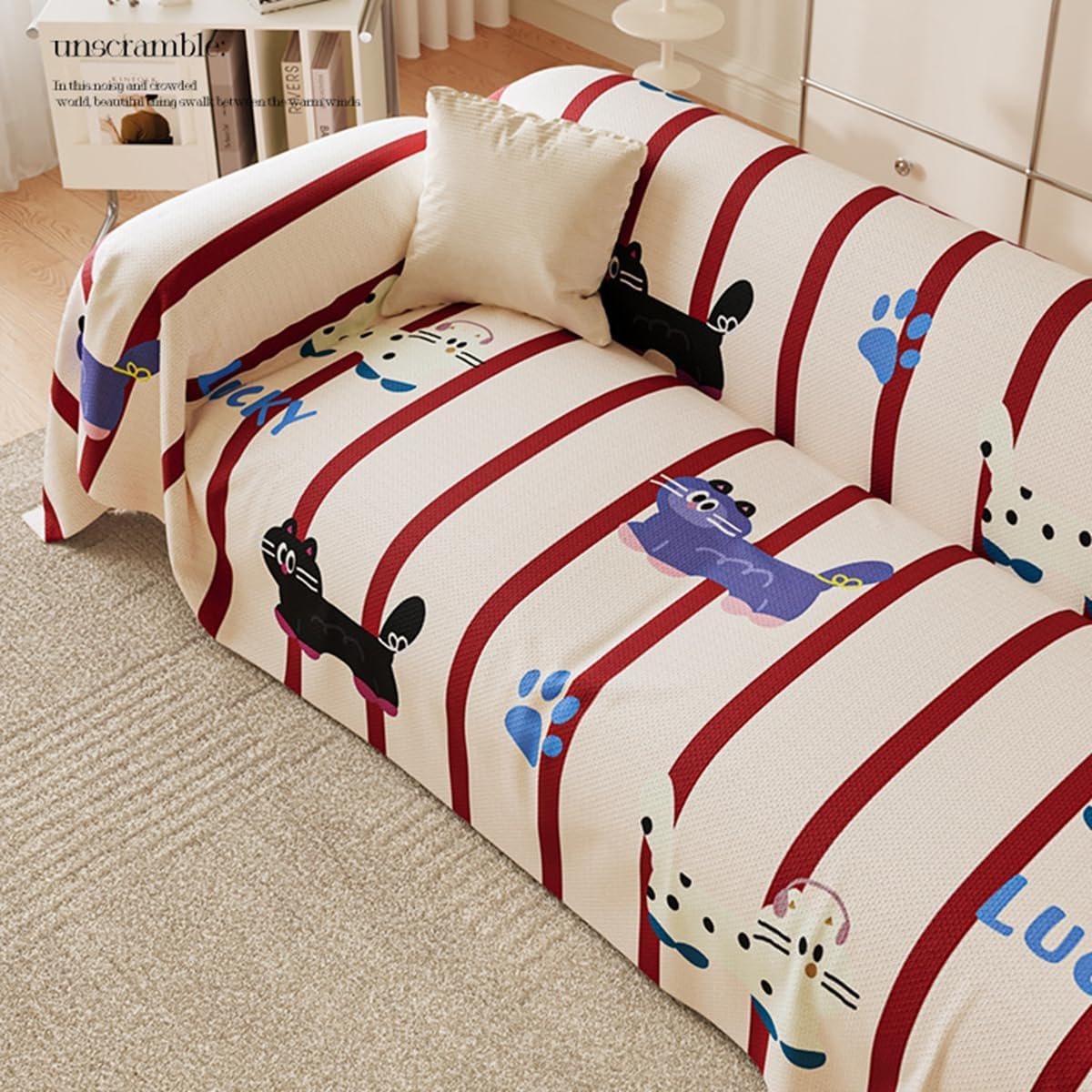 「Tuokus」ソファーカバー 180×180cm 2人掛け・3人掛け 肘付き 洗える ペットの引っかき傷防止 通気性 ふんわり おしゃれ 滑り止め付き 汚れ防止 防塵 オールシーズン対応 Sofajia64