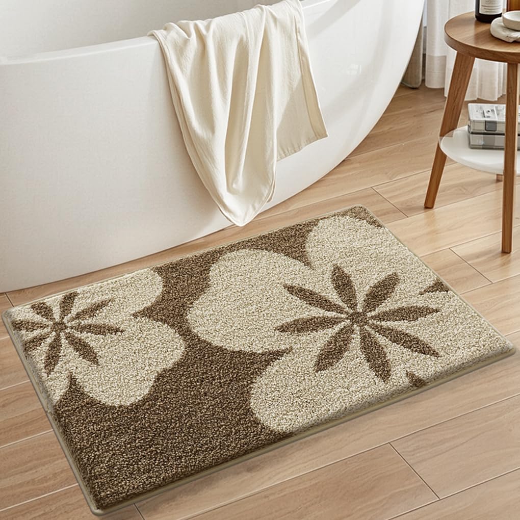 バスマット 40×60cm 吸水速乾 ふわふわ マイクロファイバー 滑り止め付き 抗菌防臭 厚手 洗濯機対応 乾きやすい お風呂マット 脱衣所 洗面所用 おしゃれ 北欧風 ORYSD139