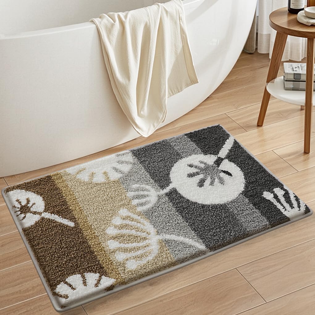バスマット 40×60cm 吸水速乾 ふわふわ マイクロファイバー 滑り止め付き 抗菌防臭 厚手 洗濯機対応 乾きやすい お風呂マット 脱衣所 洗面所用 おしゃれ 北欧風 ORYSD139