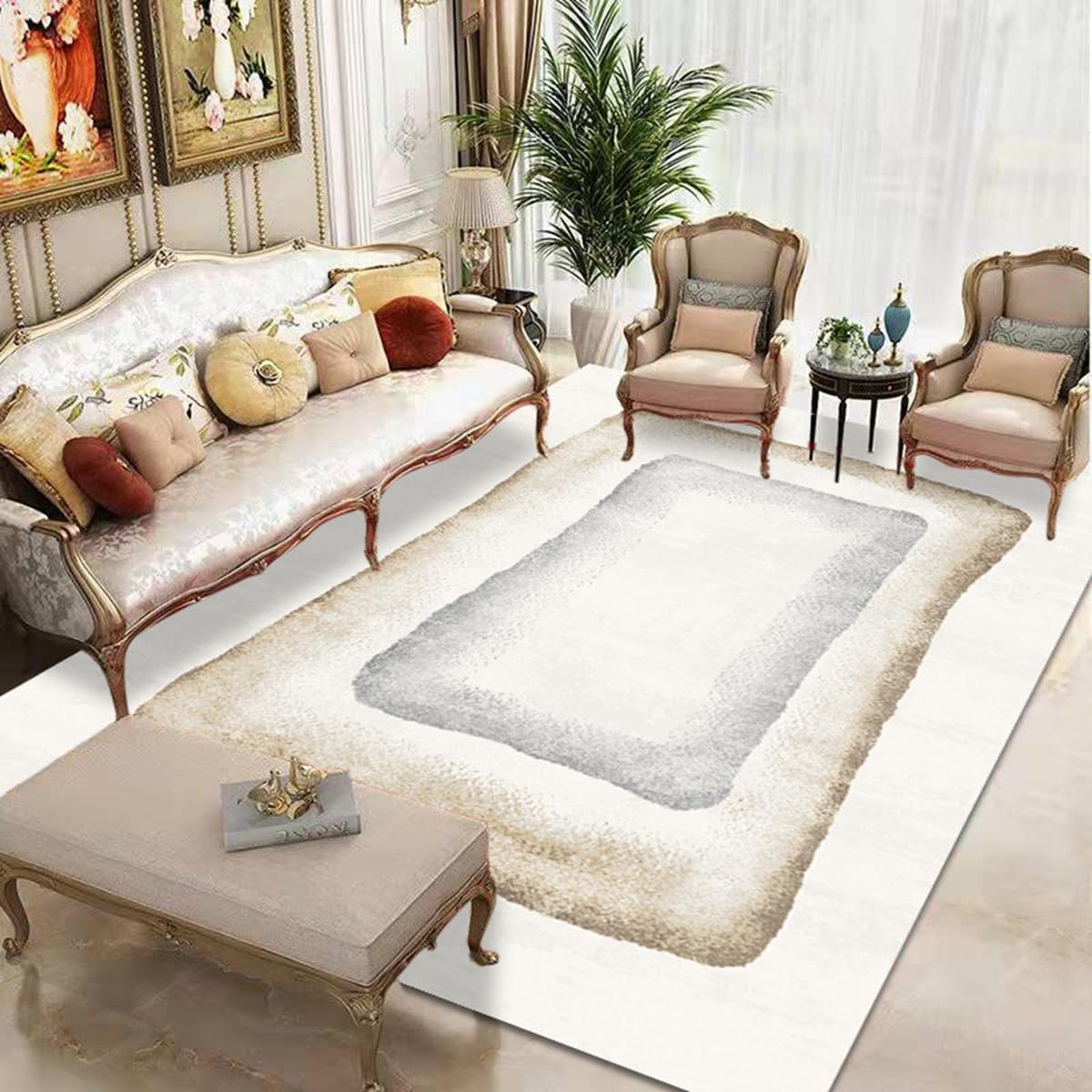 「ORRMALL」カーペット ラグマット ラグ 滑り止め付き センターカーペット 模造カシミヤ 3畳4畳5畳6畳 厚み 長方形 絨毯 抗菌防臭 防ダニ 床暖房対応 シャギーラグ 絨毯 滑り止め付き ふわふわ サラサラ 長方形 カラフルパターン ORFYR116