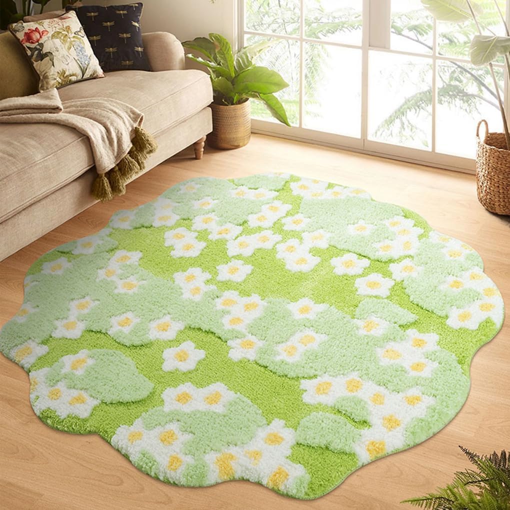 「Tuokus」モスラグ ラグマット 100×100cm 苔風デザイン 立体パイル 厚手 植毛ラグ 柔らかい ふわふわ 防音 TPR滑り止め付き 吸水性あり 床暖房対応 ベッドサイド 玄関 リビング 寝室用 洗濯可能 ZHRDTjia13