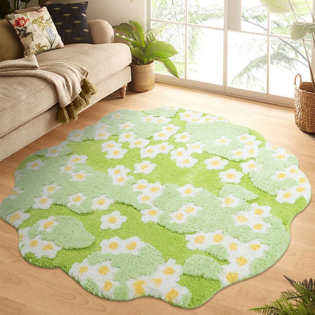 「Tuokus」モスラグ ラグマット 100×100cm 苔風デザイン 立体パイル 厚手 植毛ラグ 柔らかい ふわふわ 防音 TPR滑り止め付き 吸水性あり 床暖房対応 ベッドサイド 玄関 リビング 寝室用 洗濯可能 ZHRDTjia13