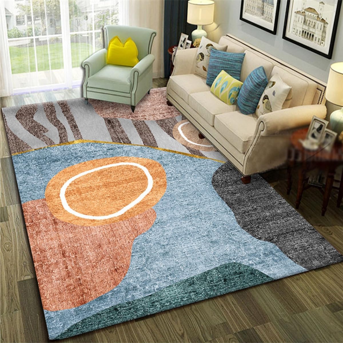 Frisence カーペット 120×160cm 洗える ラグ 滑り止め付き 防音・防寒・床暖房対応 ラグマット 折りたたみ コンパクト収納可能 おしゃれ ふわふわ 北欧風 リビング 寝室 子供部屋用 FRIDT66