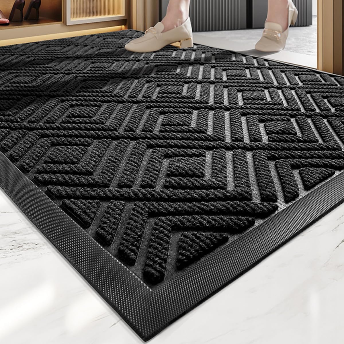 Tuokus 玄関マット 90×60cm ドアマット 泥落としマット フロアマット マット キッチンマット タイルカーペット 床マット 屋外 滑り止め 耐磨耗性 速乾 吸水 洗える 店舗 飲食店 オフィス 事務所 XGJ41