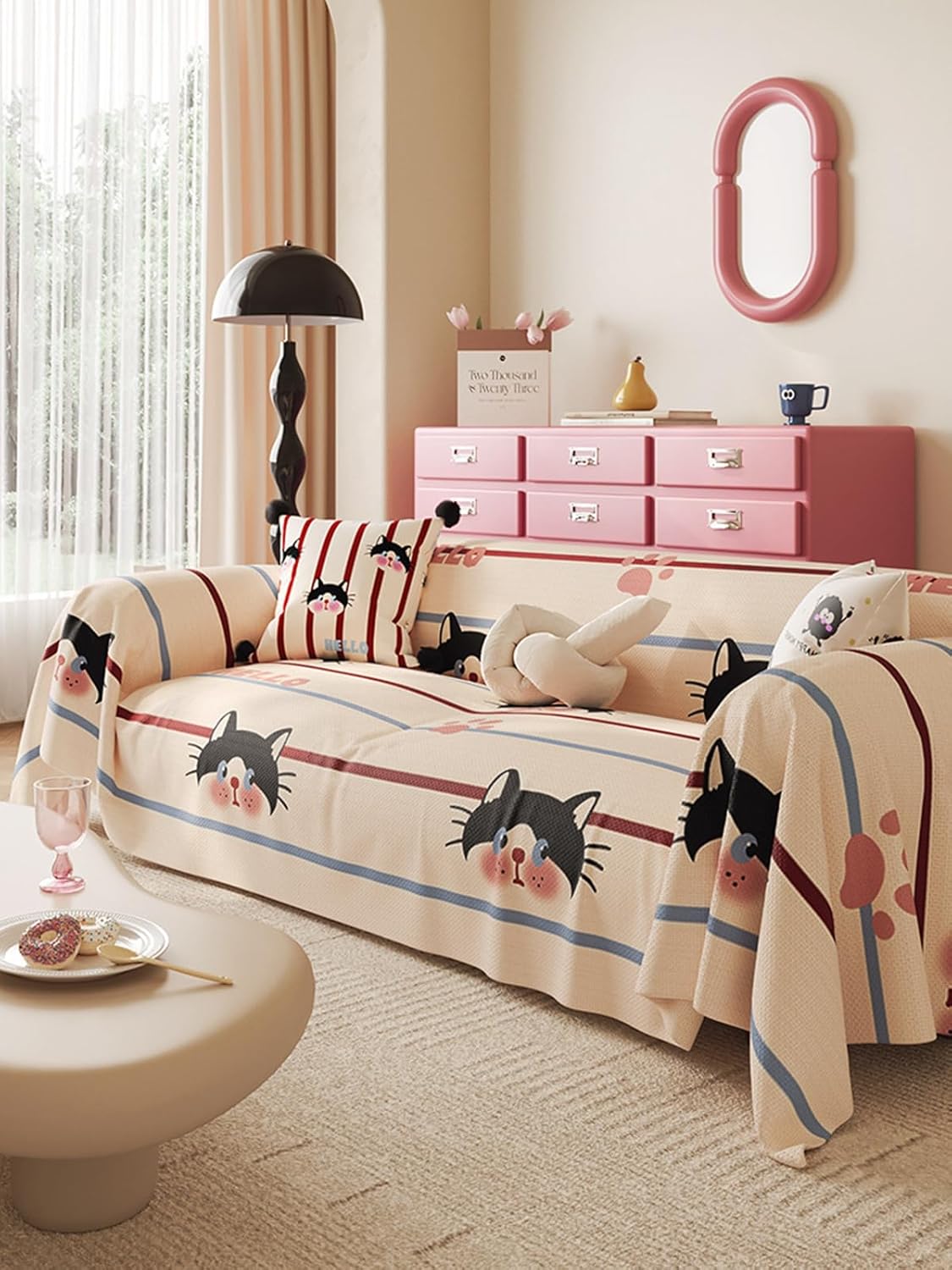 「Tuokus」ソファーカバー 180×180cm 2人掛け・3人掛け 肘付き 洗える ペットの引っかき傷防止 通気性 ふんわり おしゃれ 滑り止め付き 汚れ防止 防塵 オールシーズン対応 Sofajia61