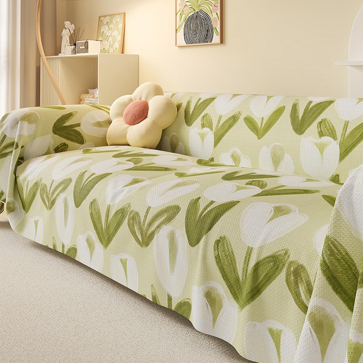 「Tuokus」ソファーカバー 3人掛け 肘付き 柔らかく 通気性 ふわふわ おしゃれ 汚れ防止 パッド クッション スリップ 洗える 防塵 オールシーズン使用可能 Sofajia55