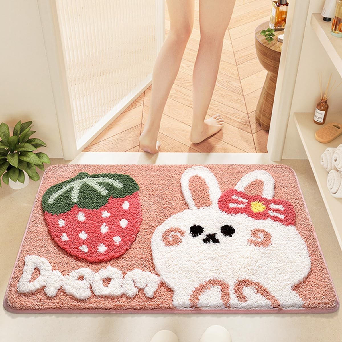 「Tuokus」バスマット 足拭きマット お風呂マット 玄関マット 吸水速乾滑り止め 風呂マット ふんわり 超厚い 吸水速乾 滑り止め ふわふわ 洗える 丸洗い可能 洗面所 脱衣所 浴室 キッチン 台所 TYSD56A