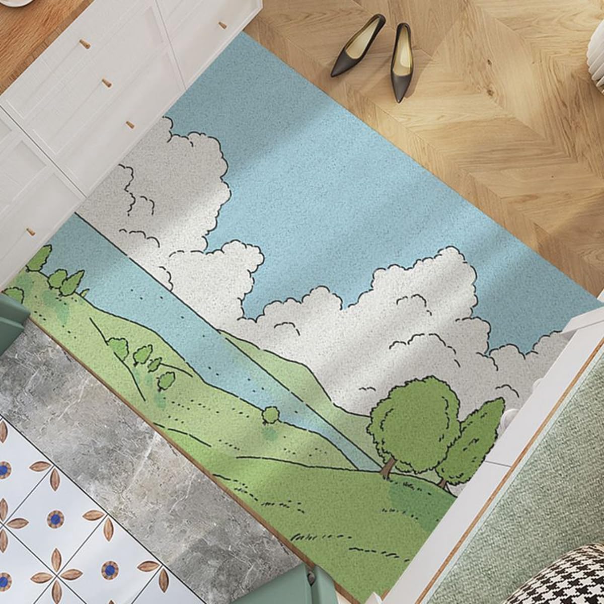 「Tuokus」玄関マット ドアマット 泥落としマット フロアマット マット キッチンマット タイルカーペット 床マット 屋外 滑り止め 耐磨耗性 速乾 吸水 洗える 店舗 飲食店 オフィス 事務所 TXGj18A