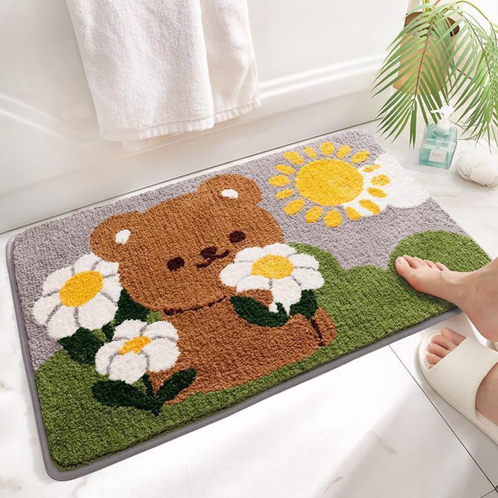 バスマット 50×80cm 吸水速乾 ふわふわ マイクロファイバー 滑り止め付き 抗菌防臭 厚手 洗濯機対応 乾きやすい お風呂マット 脱衣所 洗面所用 おしゃれ 北欧風 ORYSD67