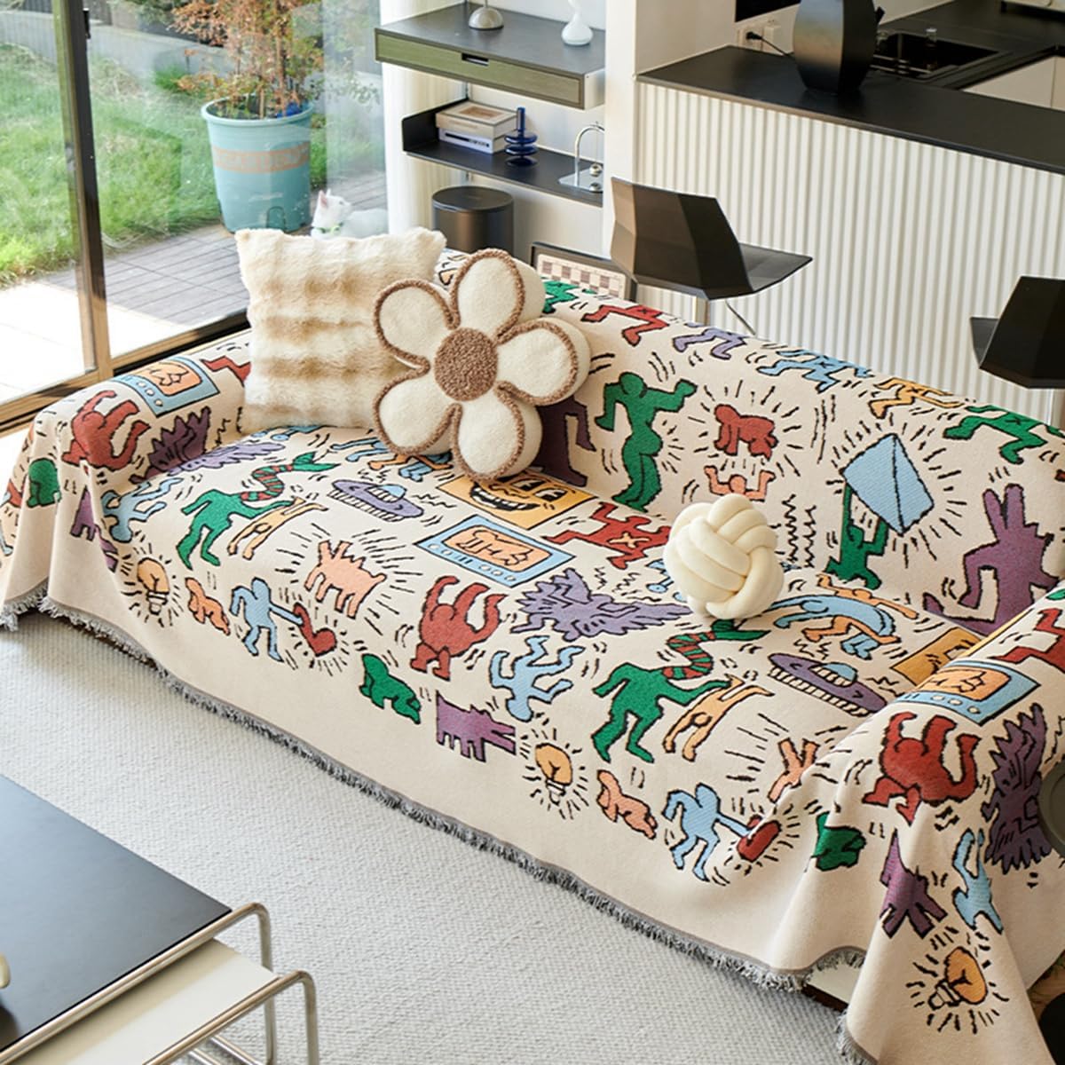 「Tuokus」ソファーカバー 180×180cm 2人掛け・3人掛け 肘付き 洗える ペットの引っかき傷防止 通気性 ふんわり おしゃれ 滑り止め付き 汚れ防止 防塵 オールシーズン対応 Sofajia65X