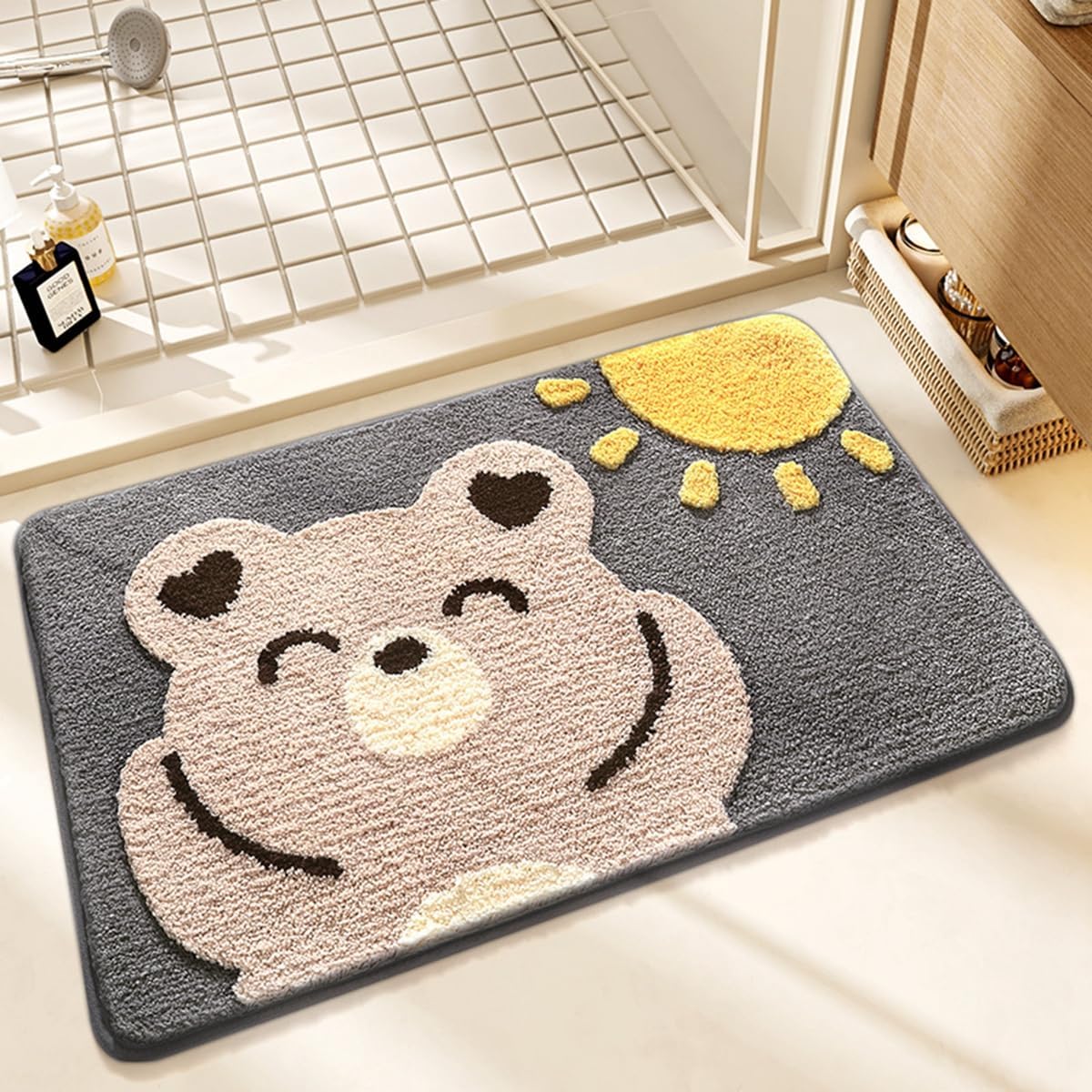 「Tuokus」バスマット 足拭きマット お風呂マット 玄関マット 吸水速乾滑り止め 風呂マット ふんわり 超厚い 吸水速乾 滑り止め ふわふわ 洗える 丸洗い可能 洗面所 脱衣所 浴室 キッチン 台所 TYSD64 40*60cm