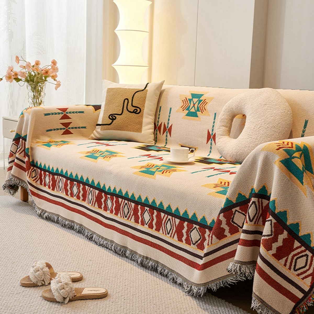 「Tuokus」ソファーカバー 180×180cm 2人掛け・3人掛け 肘付き 洗える ペットの引っかき傷防止 通気性 ふんわり おしゃれ 滑り止め付き 汚れ防止 防塵 オールシーズン対応 Sofajia65X