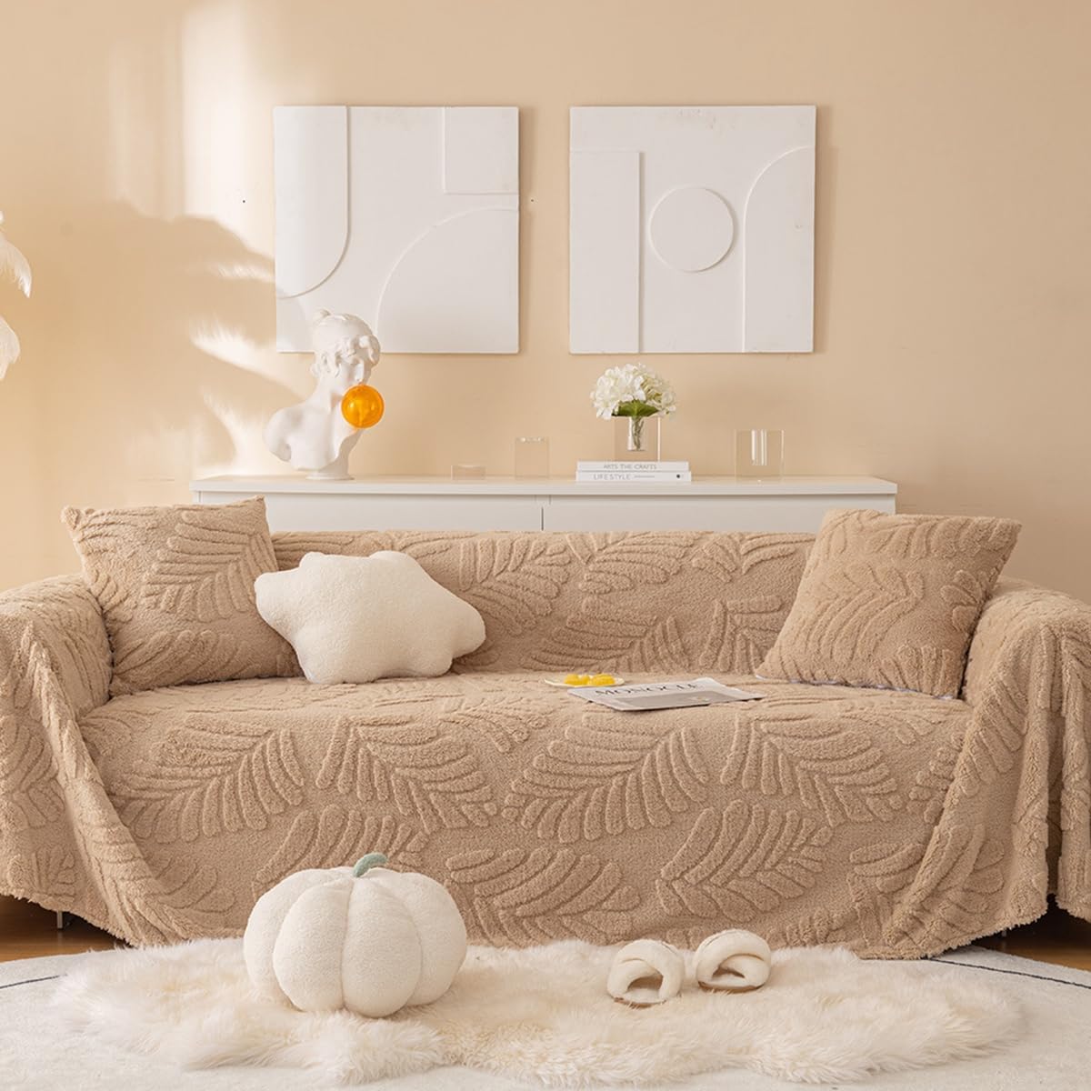 「Tuokus」ソファーカバー 2人掛け 3人掛け 肘付き 柔らかく ふわふわ ソファパッド クッション ソファー スリップ 洗える 防塵 冬用 TSFJ-32