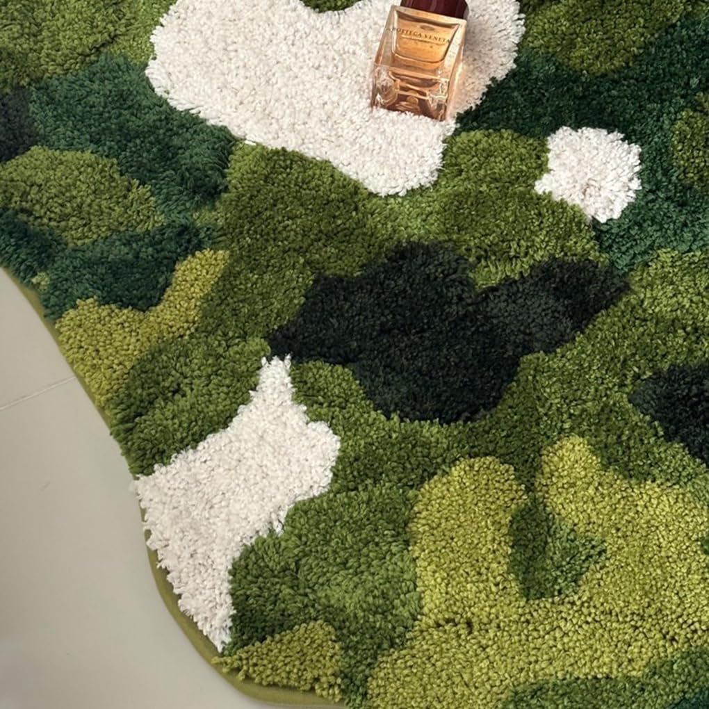 「Tuokus」ラグ マット モス風ラグ80×50cm 苔デザイン 3D立体 高低差パイル 変形ラグ 北欧インテリア 韓国風 おしゃれ ふかふか 厚手 植毛素材 防滑TPR 滑りにくい ベッドサイド 玄関 寝室 リビング 洗える ZHRDTjia01B