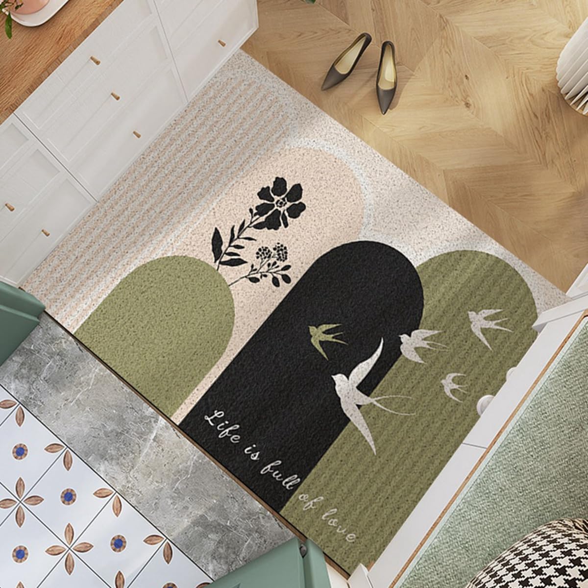 「Tuokus」玄関マット ドアマット 泥落としマット フロアマット マット キッチンマット タイルカーペット 床マット 屋外 滑り止め 耐磨耗性 速乾 吸水 洗える 店舗 飲食店 オフィス 事務所 XGDianj58 45*75cm