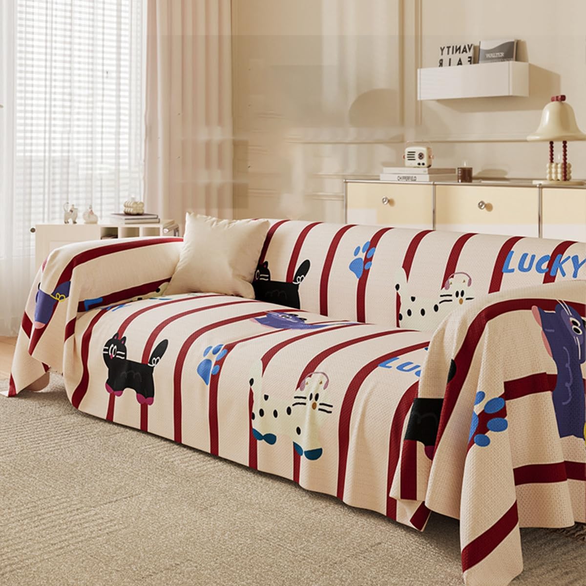 「Tuokus」ソファーカバー 180×180cm 2人掛け・3人掛け 肘付き 洗える ペットの引っかき傷防止 通気性 ふんわり おしゃれ 滑り止め付き 汚れ防止 防塵 オールシーズン対応 Sofajia64