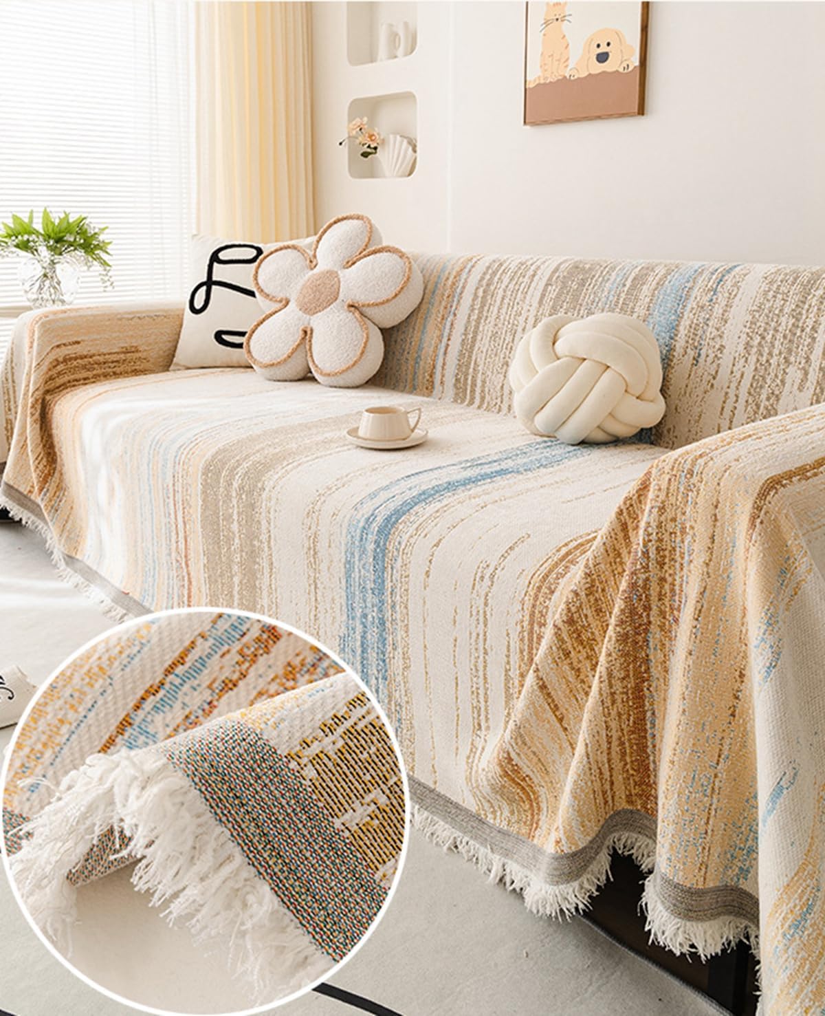 「Tuokus」ソファーカバー 2人掛け 3人掛け 肘付き 柔らかく 通気性 ふわふわ おしゃれ 汚れ防止 パッド クッション スリップ 洗える 防塵 オールシーズン使用可能 Sofajia54