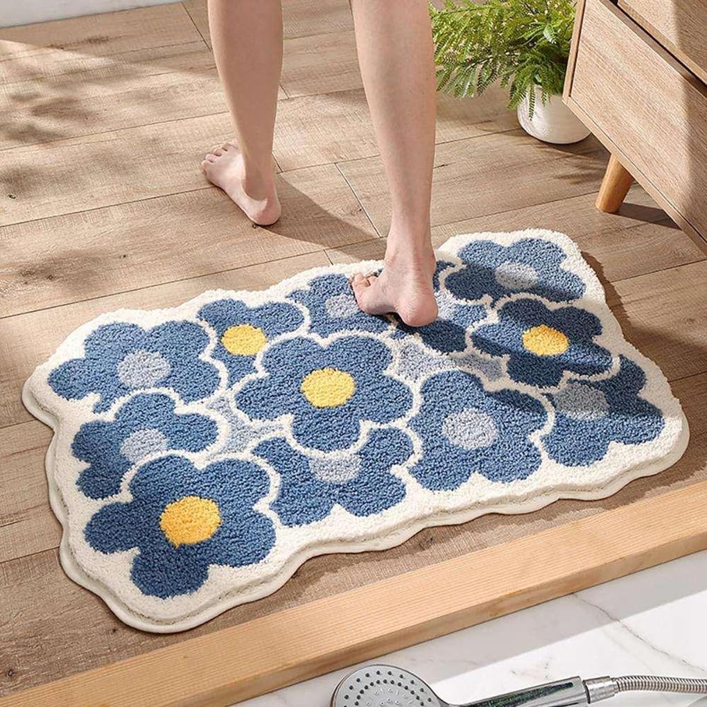 バスマット 40×60cm 吸水速乾 ふわふわ マイクロファイバー 滑り止め付き 抗菌防臭 厚手 洗濯機対応 乾きやすい お風呂マット 脱衣所 洗面所用 おしゃれ 北欧風 ORYSD72