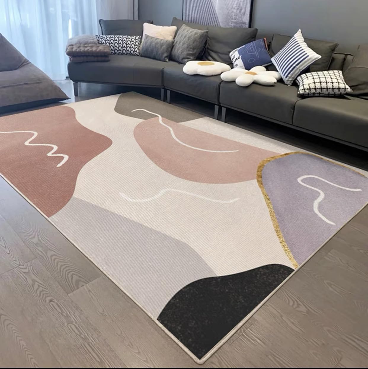 Frisence カーペット 120×160cm 洗える ラグ 滑り止め付き 防音・防寒・床暖房対応 ラグマット 折りたたみ コンパクト収納可能 おしゃれ ふわふわ 北欧風 リビング 寝室 子供部屋用 FRIDT65