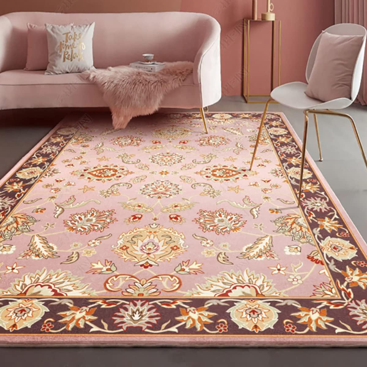 「Tuokus」ラグ カーペット シャギーラグ ふわふわ 絨毯 より厚い ラグマット わびさび クラシカル イミテーションカシミア 3畳4畳5畳6畳 ホットカーペット&床暖房で使用可能 洗える 模造カシミアラグ 消臭 厚さ約1.8cm 滑り止め付き サラサラ 120*160cm