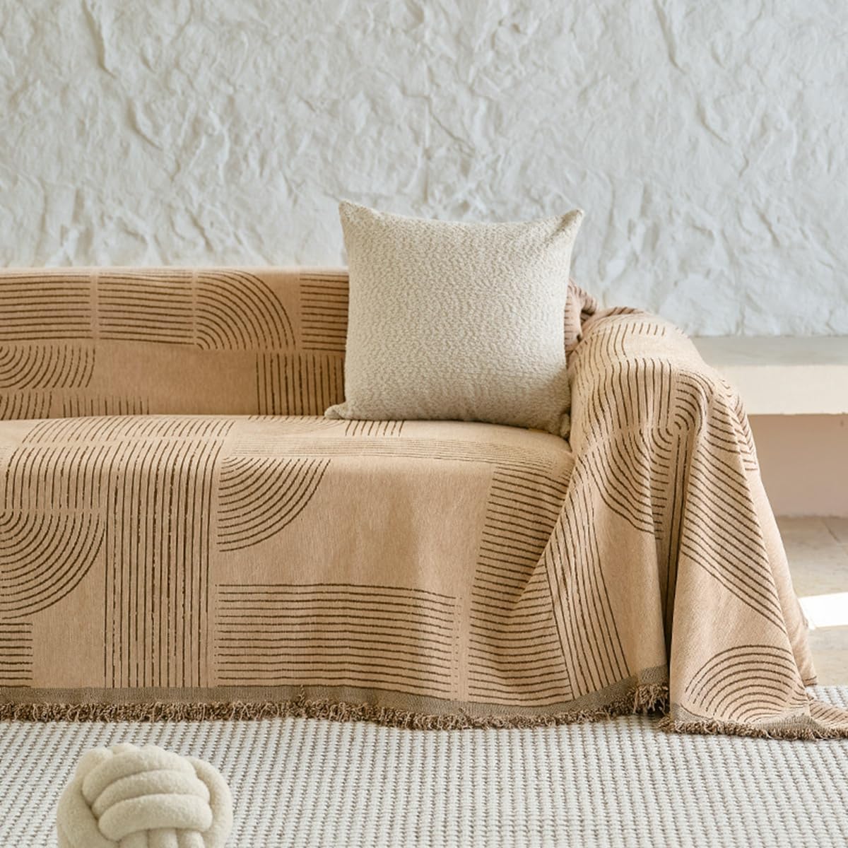 「Tuokus」ソファーカバー 180×180cm 2人掛け・3人掛け 肘付き 洗える ペットの引っかき傷防止 通気性 ふんわり おしゃれ 滑り止め付き 汚れ防止 防塵 オールシーズン対応 Sofajia60