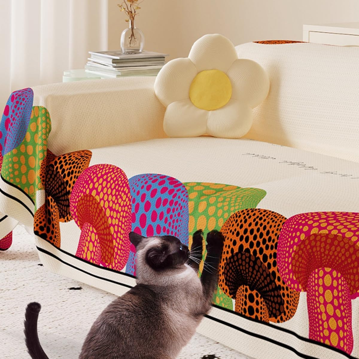 「Tuokus」ソファーカバー 180×180cm 2人掛け・3人掛け 肘付き 洗える ペットの引っかき傷防止 通気性 ふんわり おしゃれ 滑り止め付き 汚れ防止 防塵 オールシーズン対応 Sofajia66