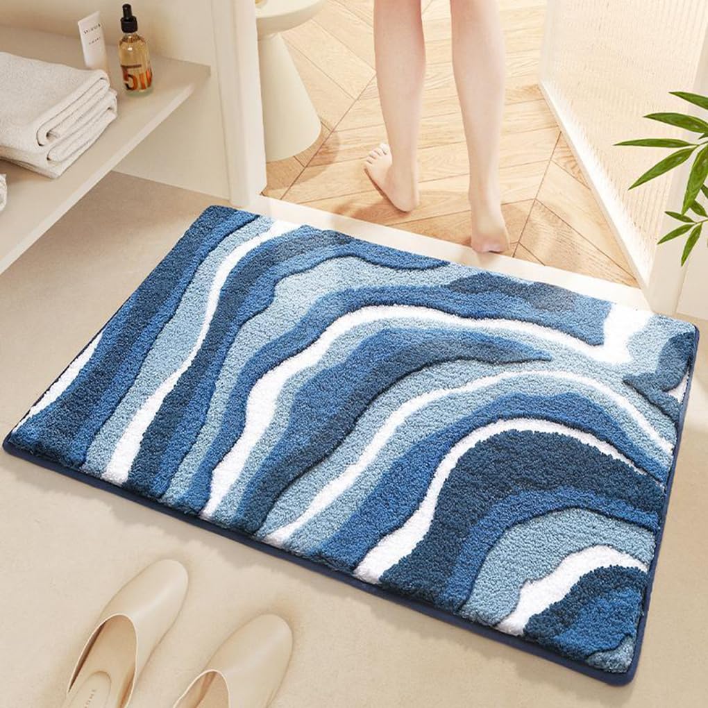バスマット 40×60cm 吸水速乾 ふわふわ マイクロファイバー 滑り止め付き 抗菌防臭 厚手 洗濯機対応 乾きやすい お風呂マット 脱衣所 洗面所用 おしゃれ 北欧風 ORYSD77