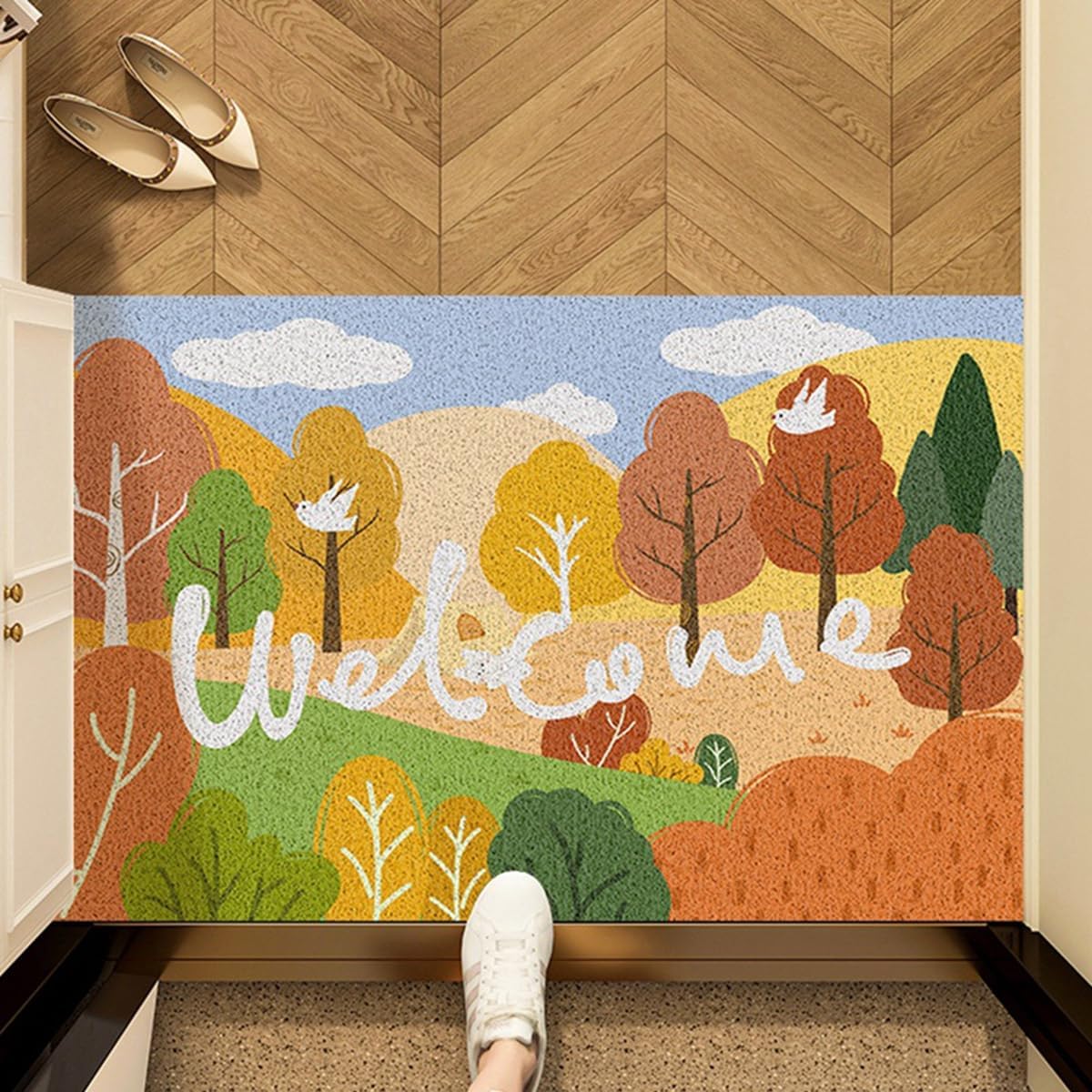 「Tuokus」玄関マット ドアマット 泥落としマット フロアマット マット キッチンマット タイルカーペット 床マット 屋外 滑り止め 耐磨耗性 速乾 吸水 洗える 店舗 飲食店 オフィス 事務所 XGDianj63 45*75cm