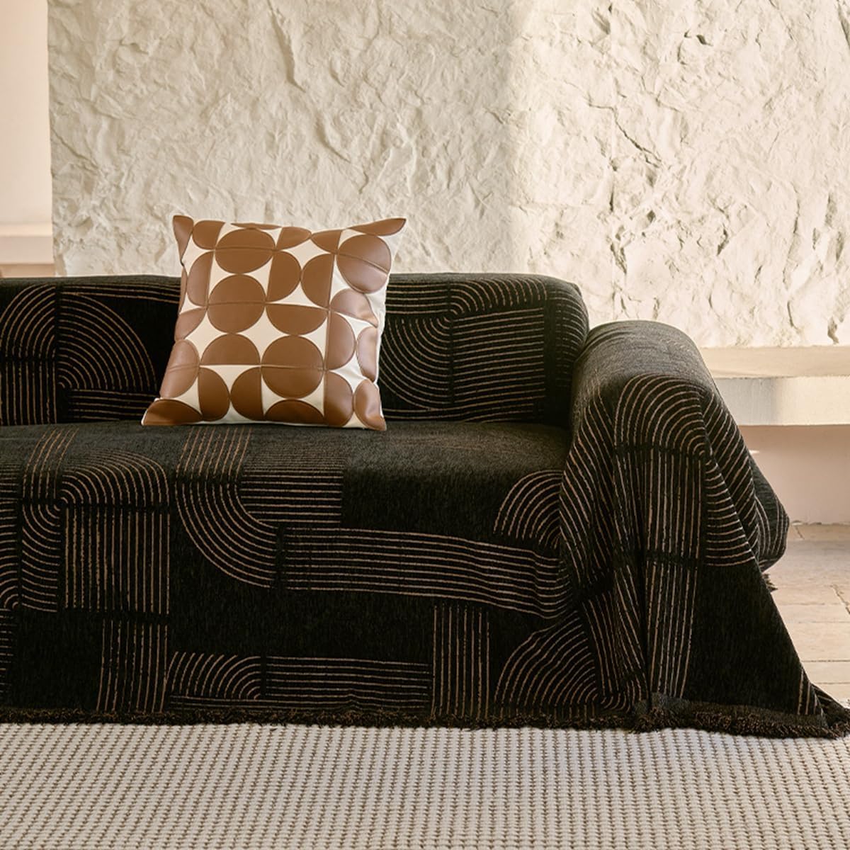 「Tuokus」ソファーカバー 180×180cm 2人掛け・3人掛け 肘付き 洗える ペットの引っかき傷防止 通気性 ふんわり おしゃれ 滑り止め付き 汚れ防止 防塵 オールシーズン対応 Sofajia60