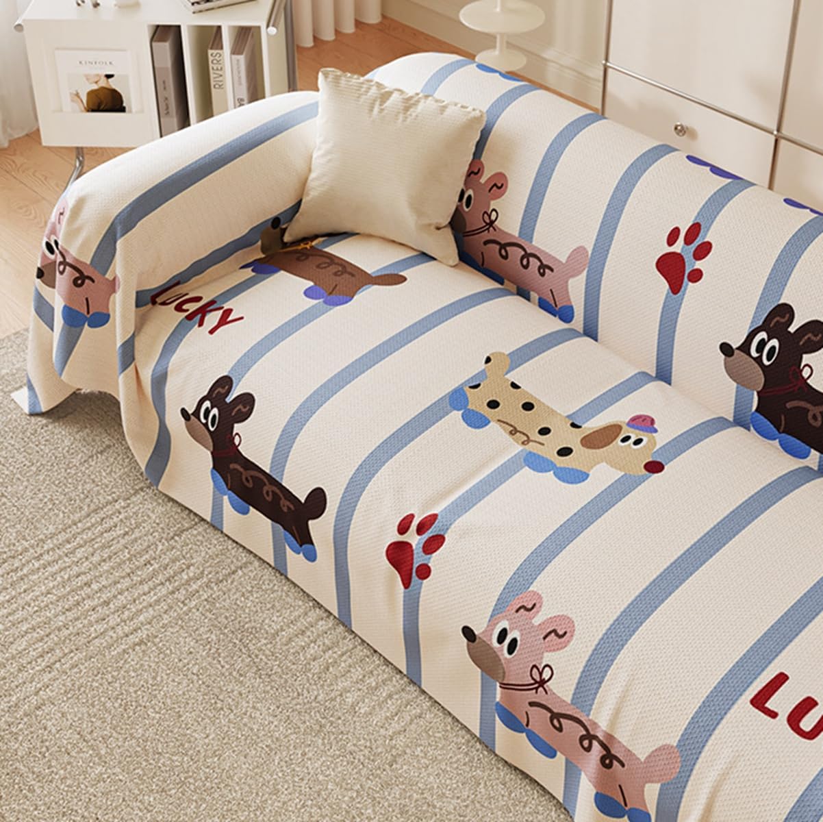 「Tuokus」ソファーカバー 180×180cm 2人掛け・3人掛け 肘付き 洗える ペットの引っかき傷防止 通気性 ふんわり おしゃれ 滑り止め付き 汚れ防止 防塵 オールシーズン対応 Sofajia64