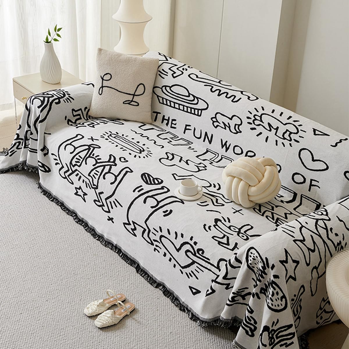 「Tuokus」ソファーカバー 180×180cm 2人掛け・3人掛け 肘付き 洗える ペットの引っかき傷防止 通気性 ふんわり おしゃれ 滑り止め付き 汚れ防止 防塵 オールシーズン対応 Sofajia65X