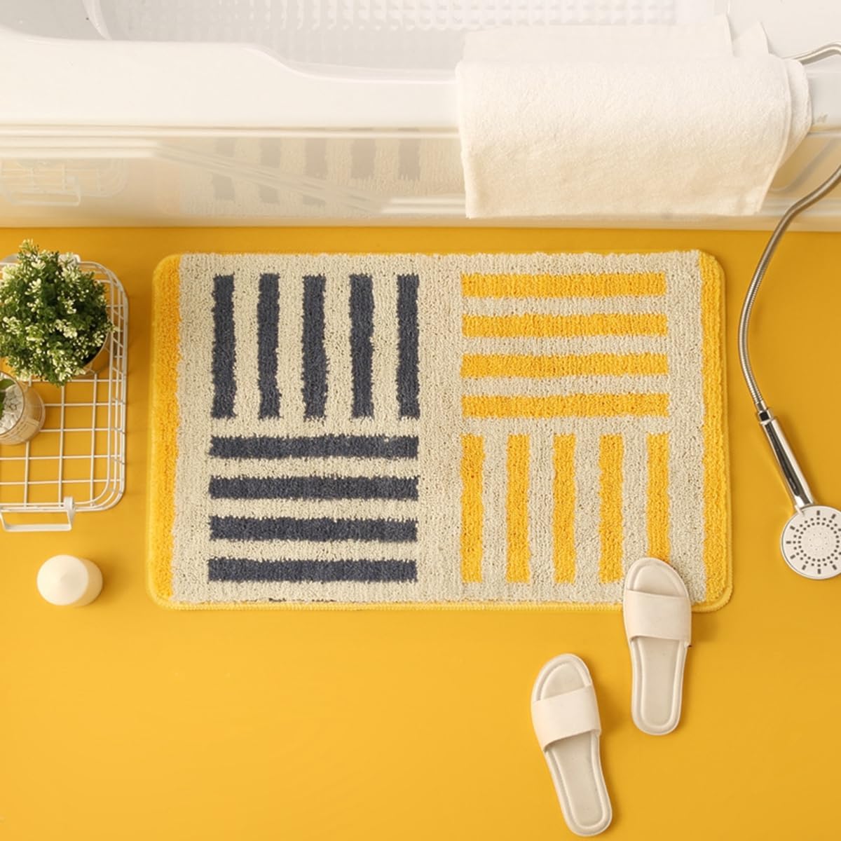 「Tuokus」バスマット 90×60cm 足拭きマット お風呂マット 玄関マット 吸水速乾滑り止め 風呂マット ふんわり 超厚い 吸水速乾 滑り止め ふわふわ 洗える 丸洗い可能 洗面所 脱衣所 浴室 キッチン 台所 TYSD40