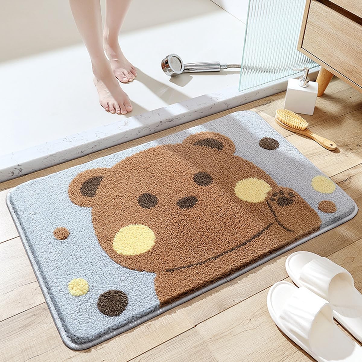 「Tuokus」バスマット 60×40cm 足拭きマット お風呂マット 玄関マット 吸水速乾滑り止め 風呂マット ふんわり 超厚い 吸水速乾 滑り止め ふわふわ 洗える 丸洗い可能 洗面所 脱衣所 浴室 キッチン 台所 TYSD56B