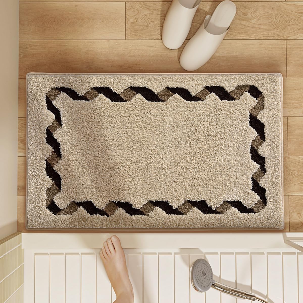 「Tuokus」バスマット 足拭きマット お風呂マット 玄関マット 吸水速乾滑り止め 風呂マット ふんわり 超厚い 吸水速乾 滑り止め ふわふわ 洗える 丸洗い可能 洗面所 脱衣所 浴室 キッチン 台所 TYSD65X 50*80cm