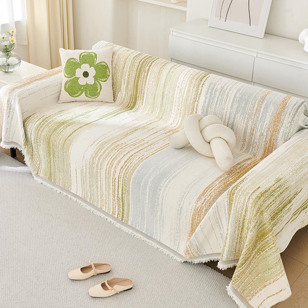 「Tuokus」ソファーカバー 2人掛け 3人掛け 肘付き 柔らかく 通気性 ふわふわ おしゃれ 汚れ防止 パッド クッション スリップ 洗える 防塵 オールシーズン使用可能 Sofajia54