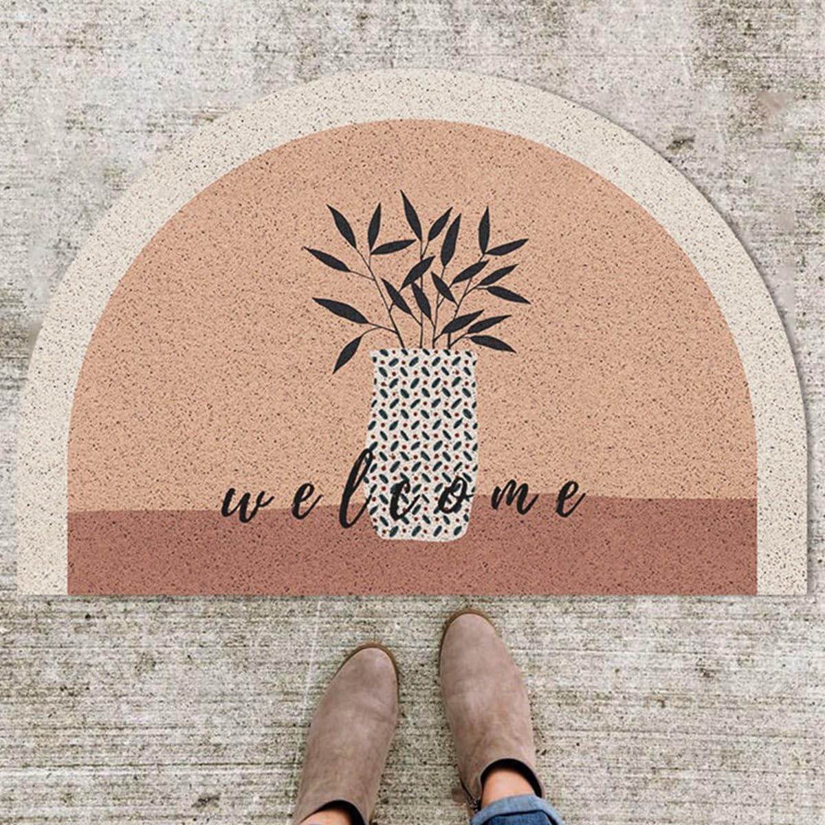 「Tuokus」玄関マット 60*40cm 室内 洗える 屋外 ドアマット 半円形 泥落としマット フロアマット タイルカーペット 床マット 屋外 滑り止め 耐磨耗性 速乾 吸水 洗える 店舗 飲食店 オフィス 事務所 TXGJ23