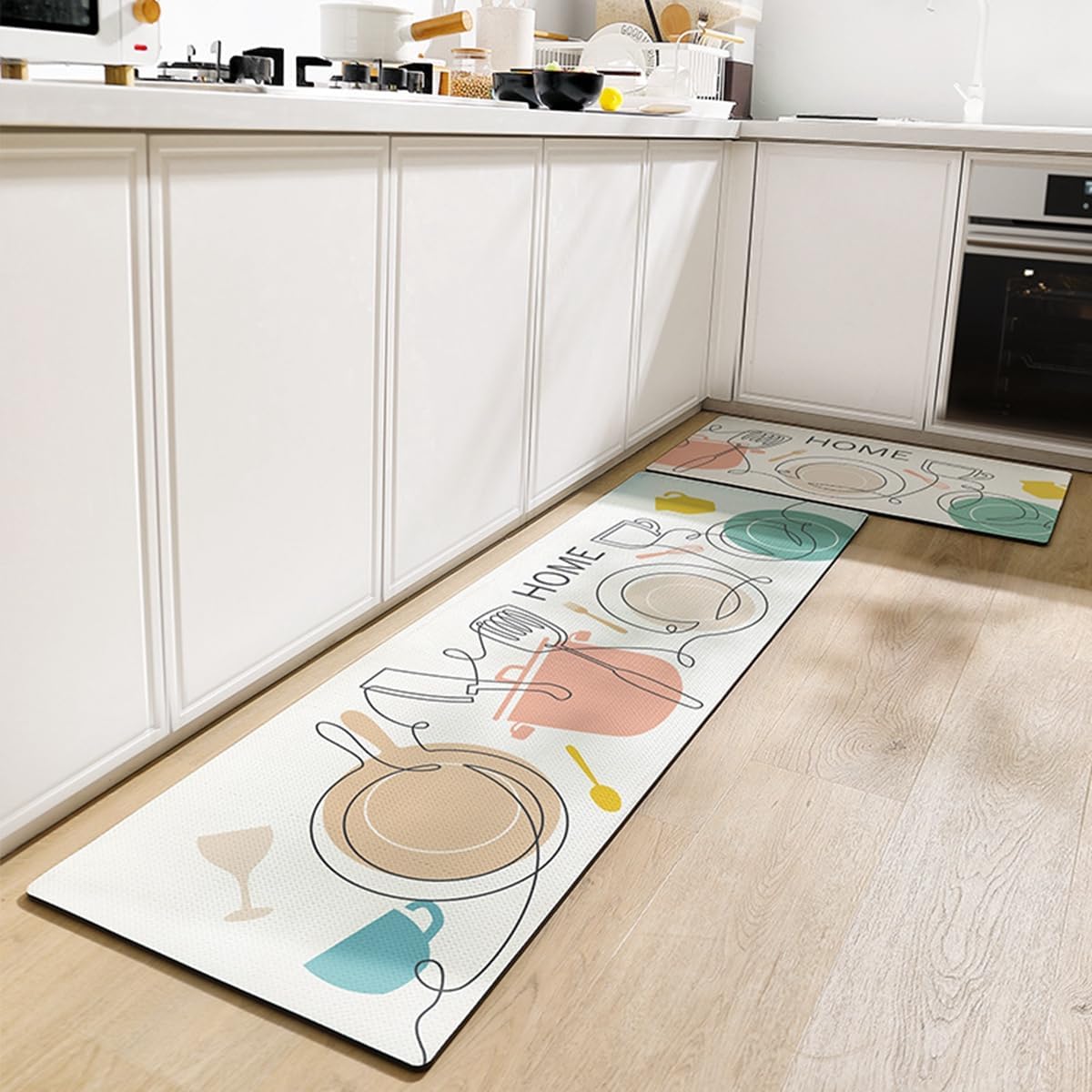 Tuokus キッチンマット 拭ける 75×45cm 玄関マット カーペット ラグマット 廊下マット 台所マット 洗える 滑り止め付き 厚手防音 掃除易い 抗菌防臭 吸水 厚手 長方形 水や油の吸収が良い 防汚 TCFJ24