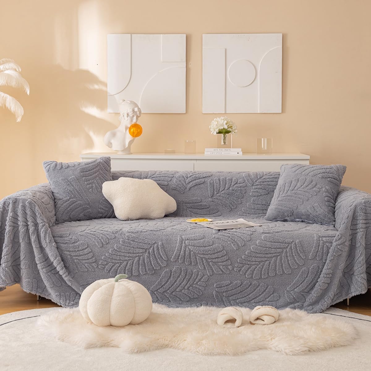 「Tuokus」ソファーカバー 2人掛け 3人掛け 肘付き 柔らかく ふわふわ ソファパッド クッション ソファー スリップ 洗える 防塵 冬用 TSFJ-32