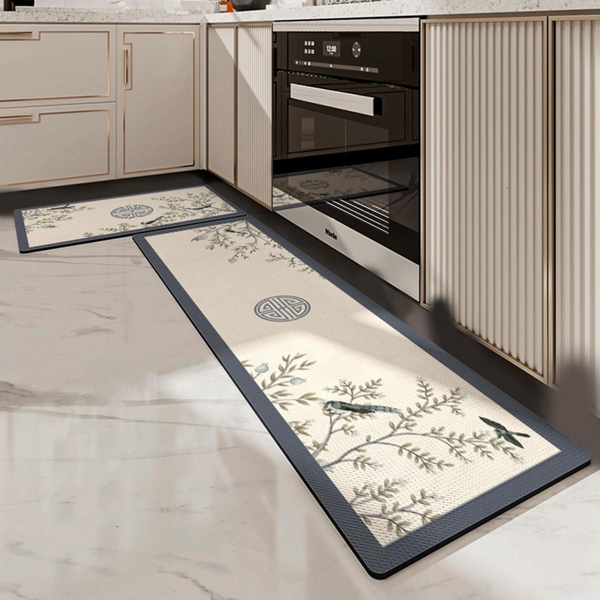 Tuokus キッチンマット 拭ける 75×45cm 玄関マット カーペット ラグマット 廊下マット 台所マット 洗える 滑り止め付き 厚手防音 掃除易い 抗菌防臭 吸水 厚手 長方形 水や油の吸収が良い 防汚 TCFJ17