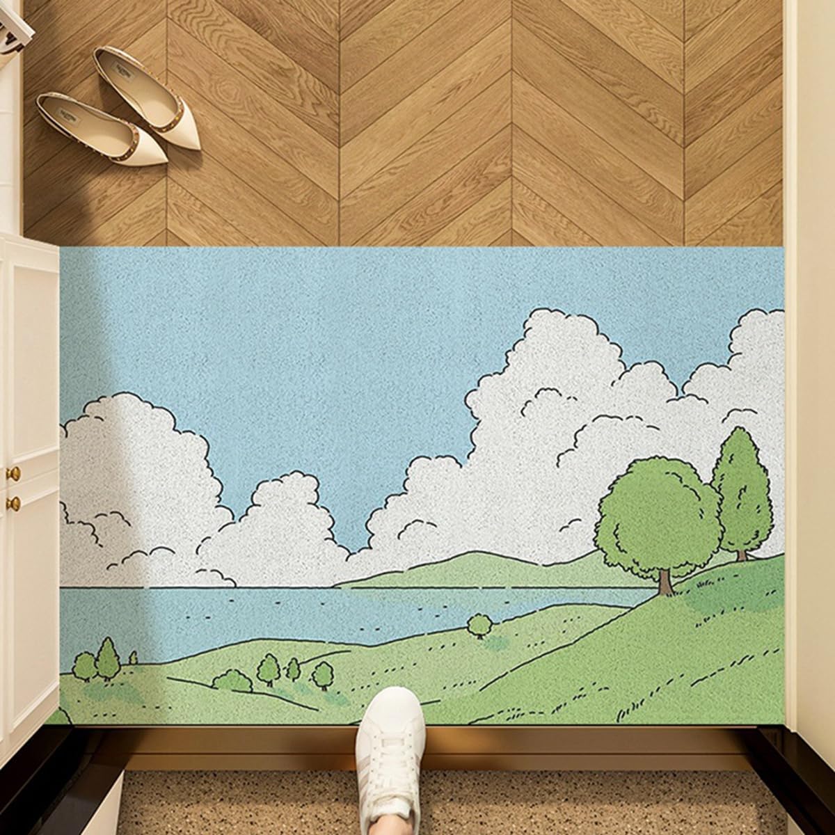 「Tuokus」玄関マット ドアマット 泥落としマット フロアマット マット キッチンマット タイルカーペット 床マット 屋外 滑り止め 耐磨耗性 速乾 吸水 洗える 店舗 飲食店 オフィス 事務所 XGDianj60 45*75cm