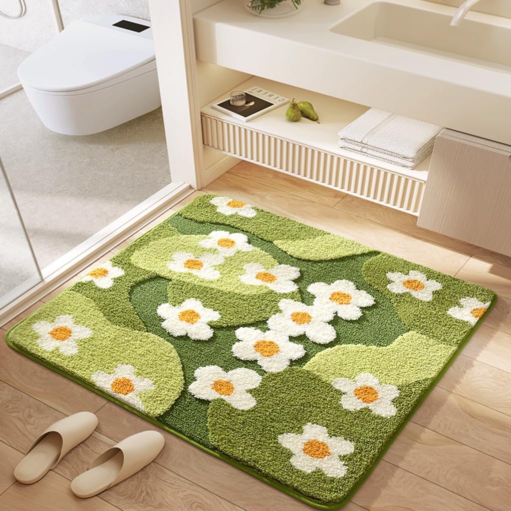 バスマット 40×60cm 吸水速乾 ふわふわ マイクロファイバー 滑り止め付き 抗菌防臭 厚手 洗濯機対応 乾きやすい お風呂マット 脱衣所 洗面所用 おしゃれ 北欧風 ORYSD118
