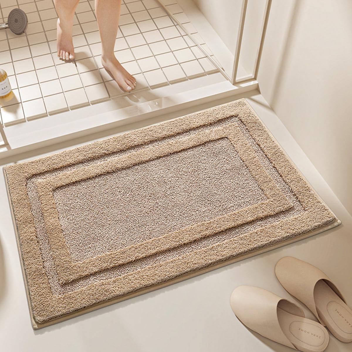 「Tuokus」バスマット 60×40cm 足拭きマット お風呂マット 玄関マット 吸水速乾滑り止め 風呂マット ふんわり 超厚い 吸水速乾 滑り止め ふわふわ 洗える 丸洗い可能 洗面所 脱衣所 浴室 キッチン 台所 TYSD58