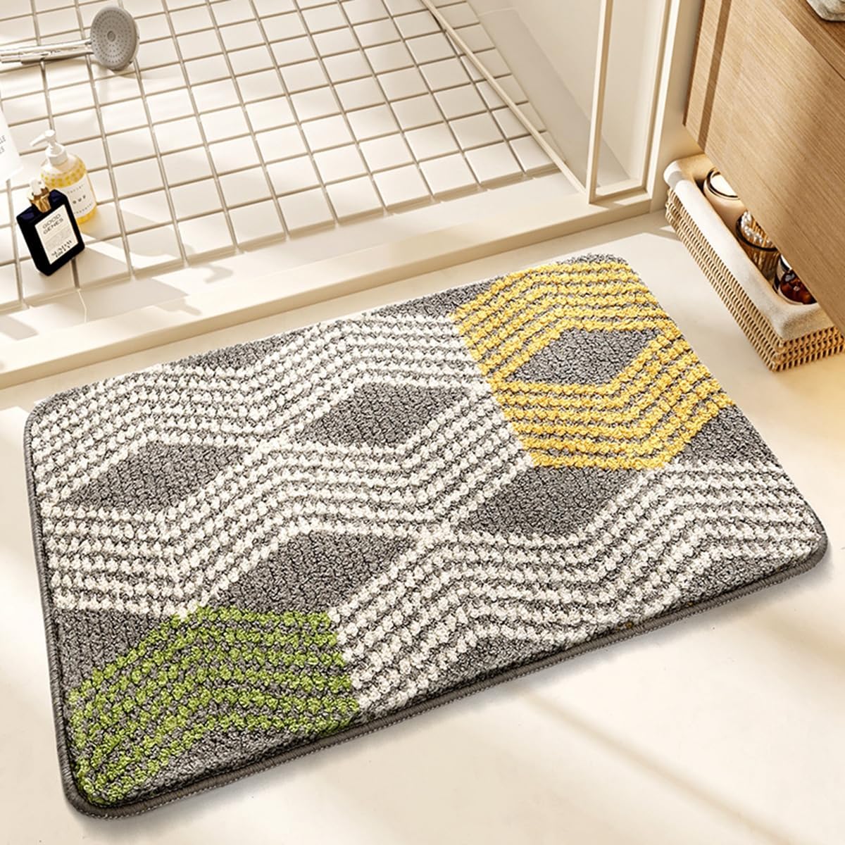 「Tuokus」バスマット 60×40cm 足拭きマット お風呂マット 玄関マット 吸水速乾滑り止め 風呂マット ふんわり 超厚い 吸水速乾 滑り止め ふわふわ 洗える 丸洗い可能 洗面所 脱衣所 浴室 キッチン 台所 TYSD50